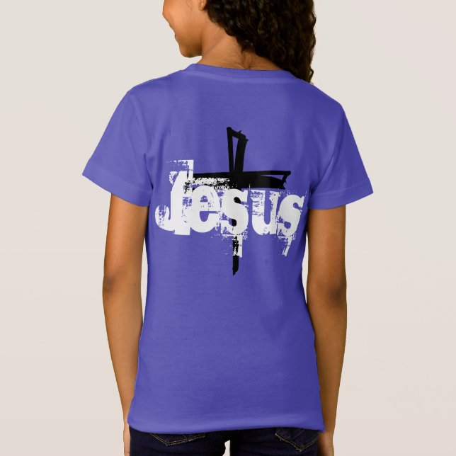 Camiseta inscrição JESUS divertida + CROSS | (Verso)