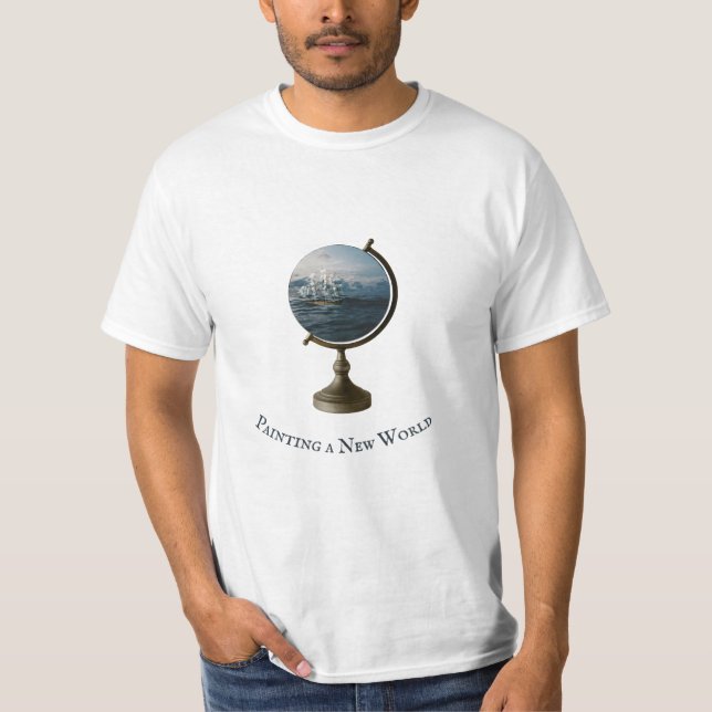 Camiseta "Inserir texto" Perdido na beleza das águas azuis (Frente)