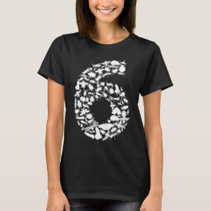 Camiseta Inseto 6 de Aniversário Bela Menina De 6 Anos
