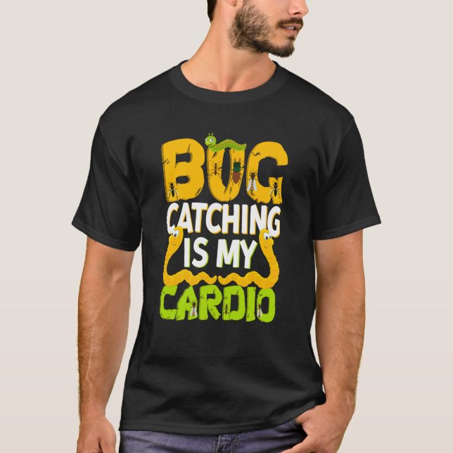 Camiseta Inseto Ciência Bug Catching é meu Cardio  11 (Frente)