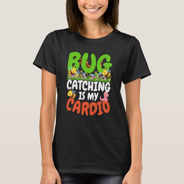 Camiseta Inseto Ciência Bug Catching é meu Cardio  14 (Frente)