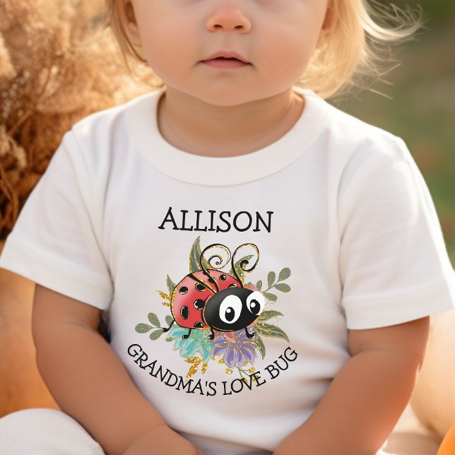 Camiseta Inseto de Amor Branco Bonito Ladybug Nome Floral (Criador carregado)