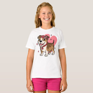 Camiseta Inseto de Amor de Pitbull Bonito com Coroa Floral