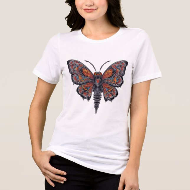 Camiseta inseto mariposa colorido (Frente)