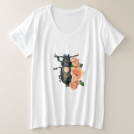 Camiseta Inseto negro com rosas cor-de-rosa