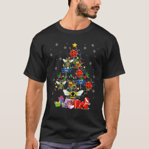 Camiseta Insetos Da Árvore De Natal Luzes Xmas Lady Big Bee