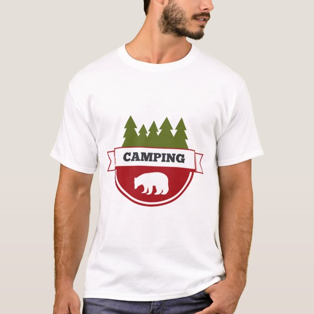 Camiseta Insígnia de Acampamento Moderno de Urso (Frente)