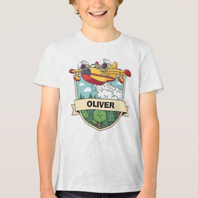 Camiseta Insígnia de Avião de Combate a Incêndios Fofa (Frente)