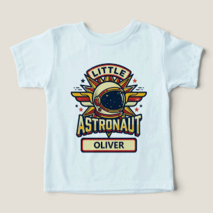 Camiseta Insígnia de Pequeno Astronauta com Capacete e Asas