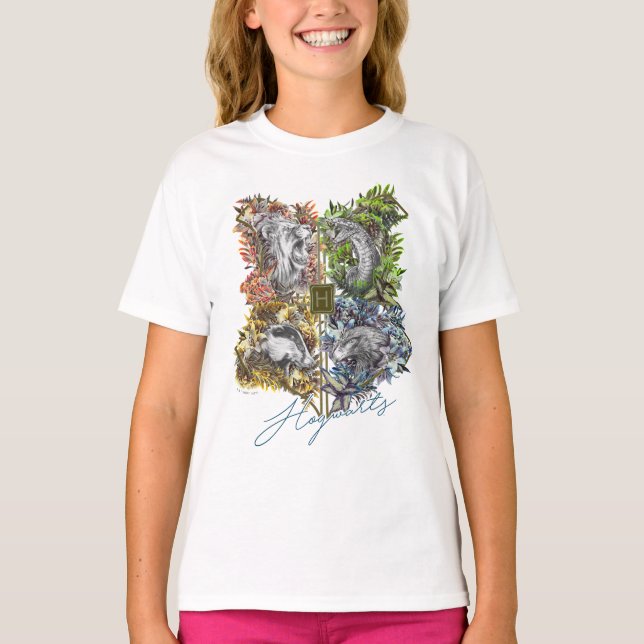 Camiseta Insígnia Floral Gráfica HOGWARTS™ (Frente)