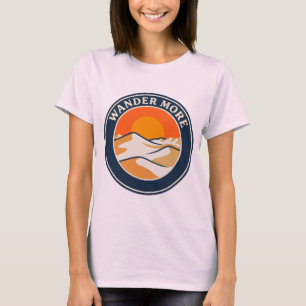 Camiseta Insígnia Pôr do Sol Dunas de Areia do Deserto Vint
