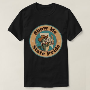 Camiseta Insígnia Retro Missouri_ Bagre Segurando o Arco Ga