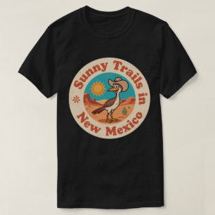 Camiseta Insígnia Retro Novo México - Roadrunner com Sol Na