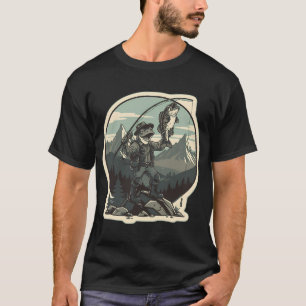 Camiseta Insígnia Vintage de Pescador de Rã de Truta Premia