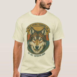 Camiseta Insígnia Vintage Lobo Espírito Selvagem Rústico