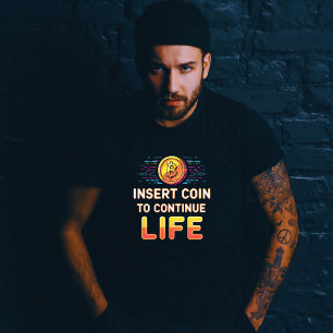 Camiseta Insira a moeda para continuar a vida dos jogos ret