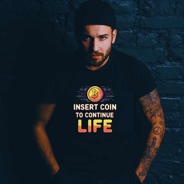 Camiseta Insira a moeda para continuar a vida dos jogos ret (Criador carregado)