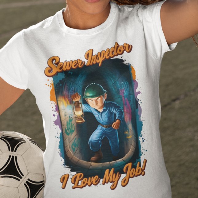 Camiseta Inspetor de esgoto iluminando o desconhecido (Criador carregado)