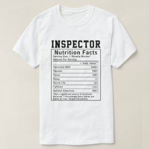 Camiseta Inspetor Funny Fatos Nutrição Fatos do Funcionário