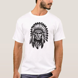 Camiseta Inspiração de Guerreiro Índio-Nativo Americano