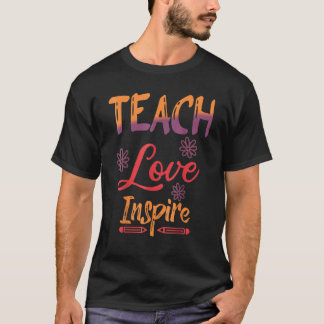 Camiseta Inspirado Ensina Amor Ensino Professor Volta às Au