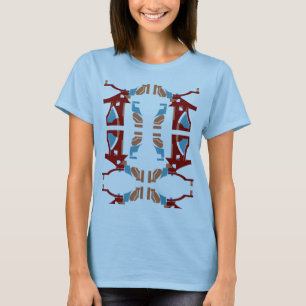 Camiseta Inspirado no Burgundy Tan Blue Abstrato Mediterrân