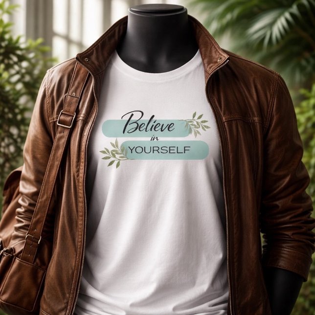 Camiseta Inspiradora 'Acredite em Si Mesmo' (Criador carregado)