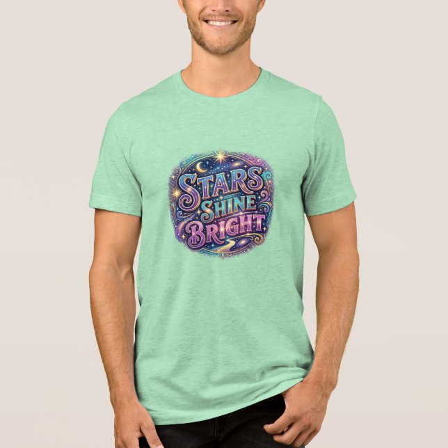 Camiseta Inspiradora com Estrelas Brilhantes (Frente)