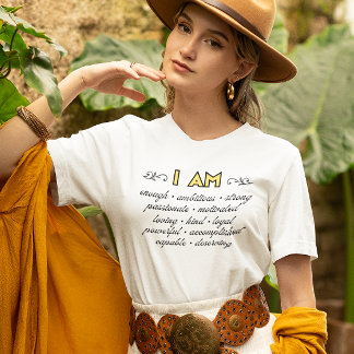 Camiseta Inspiradora de Afirmações Eu Sou
