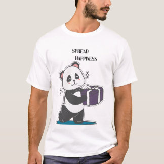 Camiseta Inspiradora Panda Fofo Espalhe Felicidade