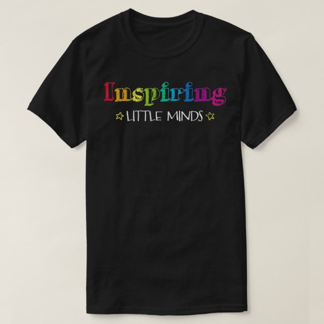 Camiseta Inspirando Pequenas Letras Arco-Íris para Professo (Frente do Design)