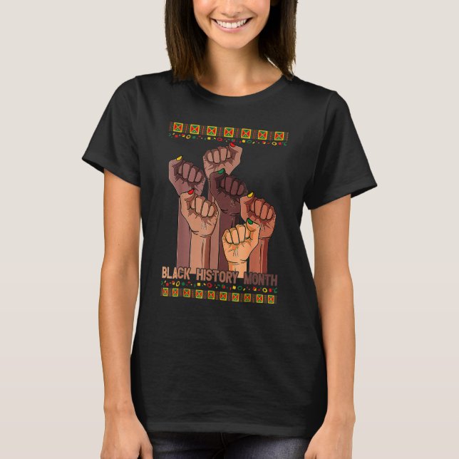 Camiseta Inspirational Leaders Power Fist Hand Black Histor (Frente)