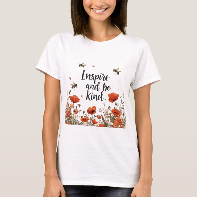 Camiseta Inspire e Seja gentil Vintage Wildflower Tee (Frente)