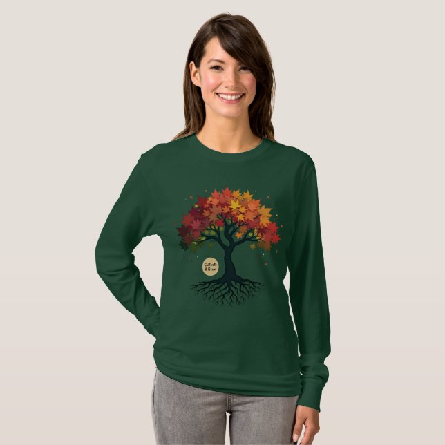 Camiseta Inspiring Autumn Tree of Personal Growth Art (Frente Completa)
