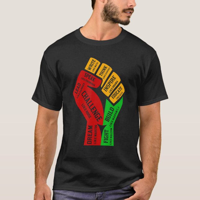 Camiseta Inspiring Black Leaders Power Fist Hand Black Hist (Frente)