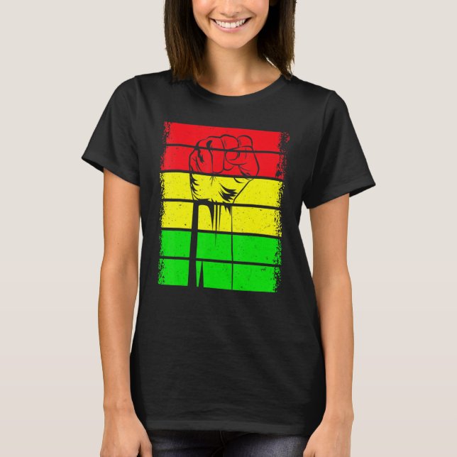 Camiseta Inspiring Black Leaders Power Fist Hand Black Hist (Frente)
