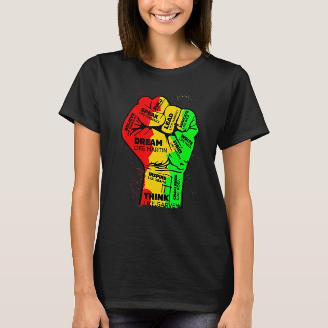 Camiseta Inspiring Black Leaders Power Fist Hand Black Hist (Frente)