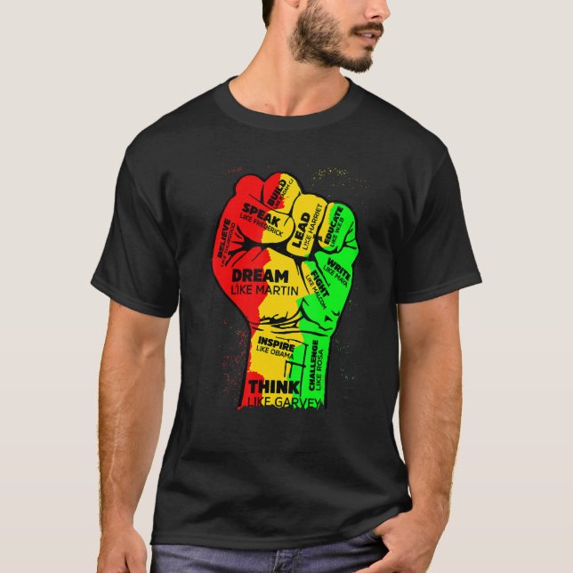 Camiseta Inspiring Black Leaders Power Fist Hand Black Hist (Frente)