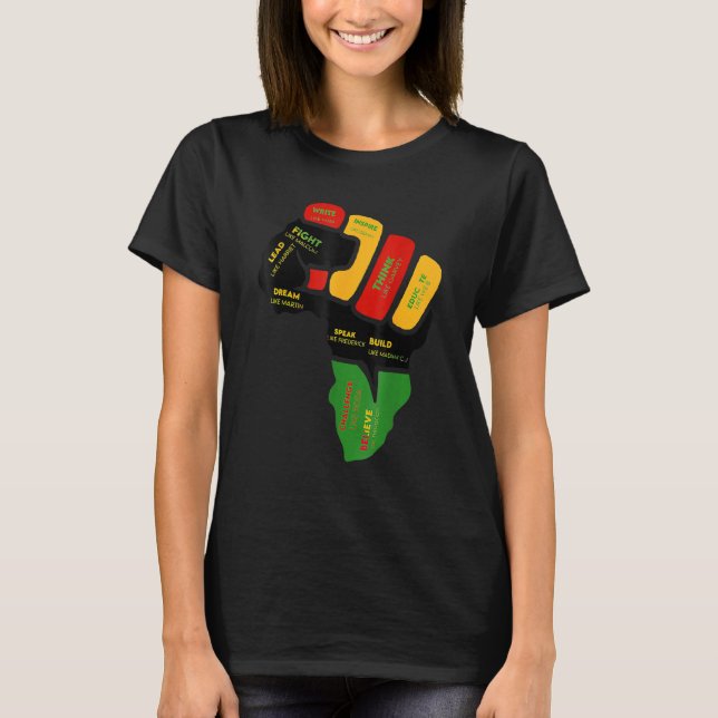 Camiseta Inspiring Black Leaders Power Fist Hand Black Hist (Frente)