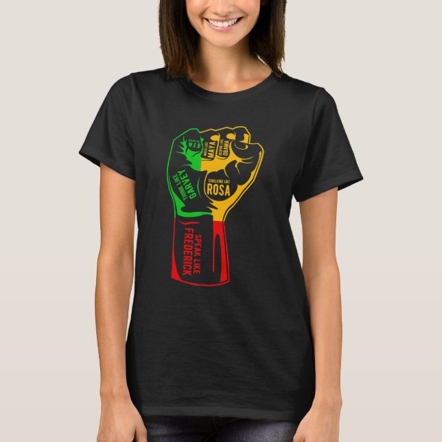 Camiseta Inspiring Black Leaders Power Fist Hand Black Hist (Frente)