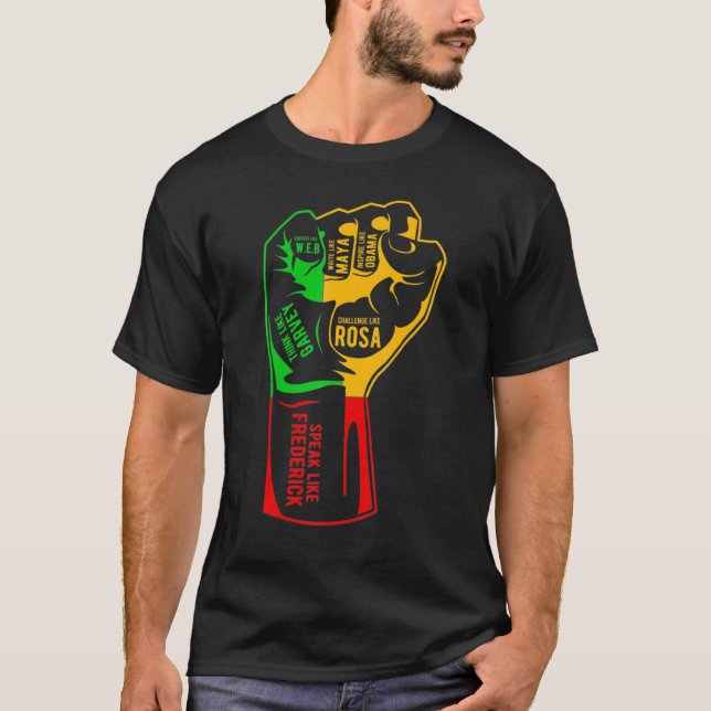 Camiseta Inspiring Black Leaders Power Fist Hand Black Hist (Frente)