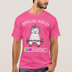 Camiseta Instalação de músculos Unicórnio Arco-Íris Peso Le