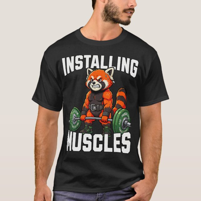 Camiseta Instalando Músculos Ginásio de Levantamento de Pes (Frente)