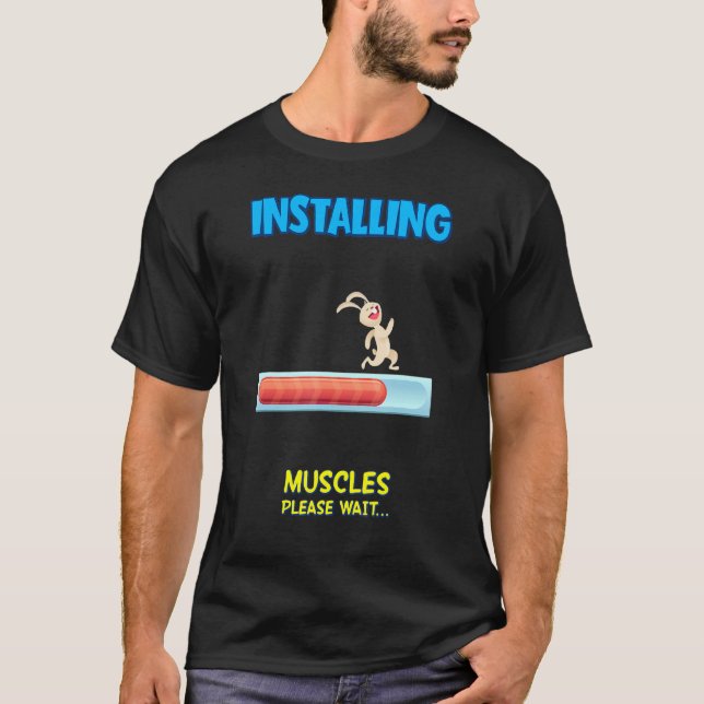 Camiseta Instale Músculos, Por Favor, Espere Sarcástico Sas (Frente)