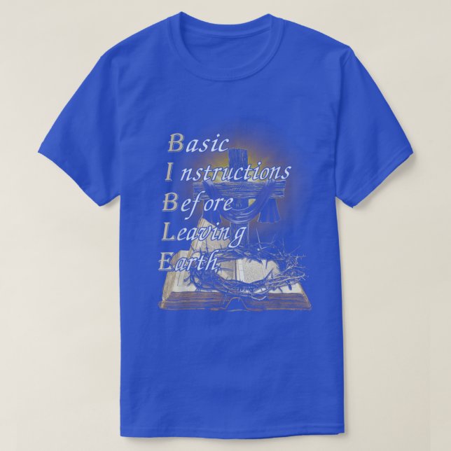 Camiseta Instruções básicas antes de deixar a Terra (Frente do Design)