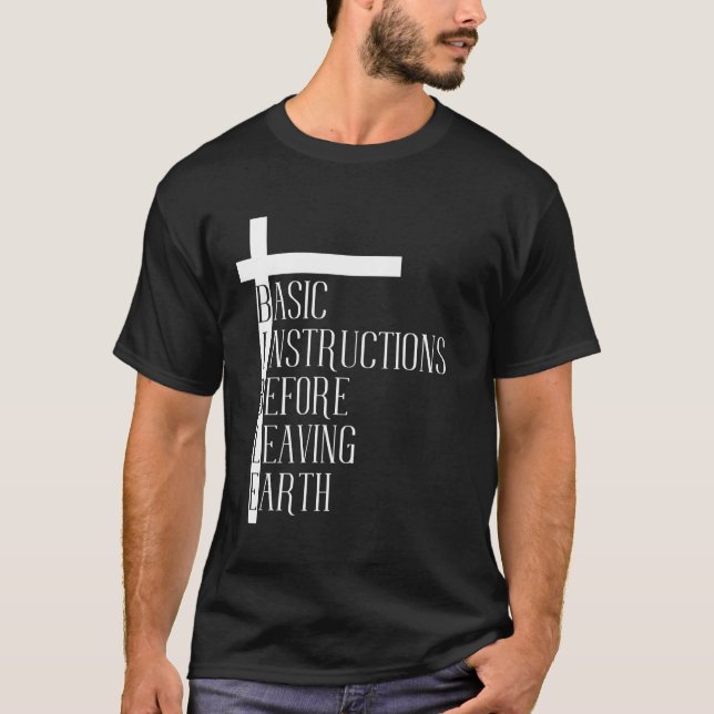 Camiseta Instruções básicas de bíblia antes de deixar o ter (Frente)