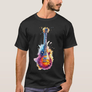 Camiseta Instrumento de Guitarra de Aquarela Com Splash Elé