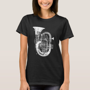 Camiseta Instrumento de latão de desenho da Tuba