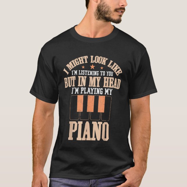 Camiseta Instrumento de teclado Nota Minha Cabeça Reproduzi (Frente)