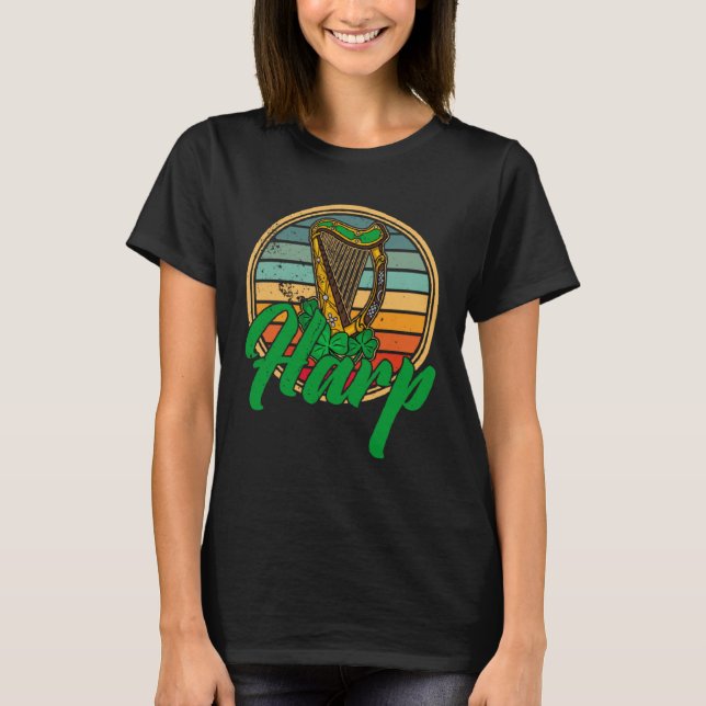 Camiseta Instrumento Harp Celta Dependido Sequência Harpist (Frente)